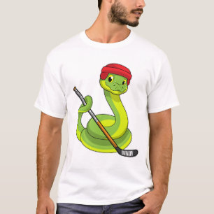 T-shirt Serpent au hockey sur glace avec bâton de hockey s