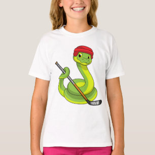 T-shirt Serpent au hockey sur glace avec bâton de hockey s