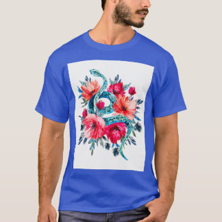 T-shirt Serpent Avec Fleurs Graphique (20)