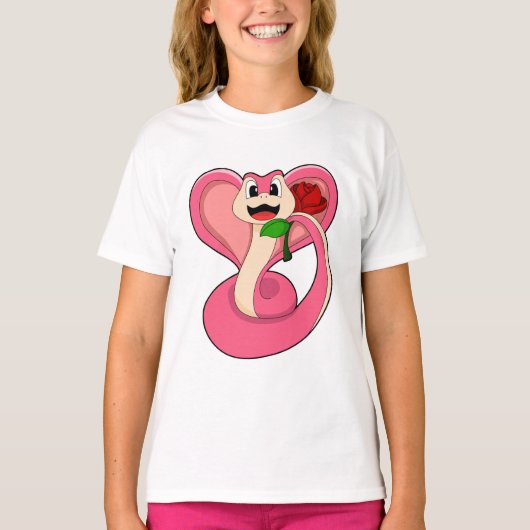 T-shirt Serpent avec Rose (Devant)
