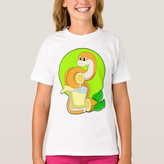 T-shirt Serpent avec verre de jus de citron (Devant)