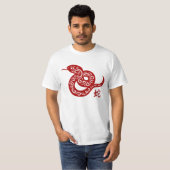 T-shirt Serpent chinois rouge fleuri (Devant entier)