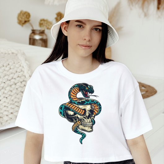 T-shirt Serpent coloré et crâne
