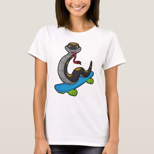 T-shirt Serpent comme patineur avec skateboard (Devant)