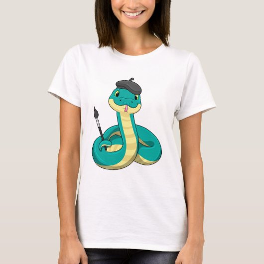 T-shirt Serpent comme peintre avec pinceau (Devant)