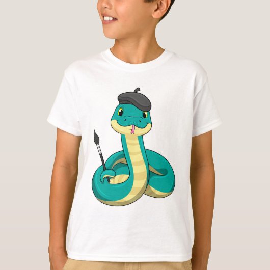 T-shirt Serpent comme peintre avec pinceau (Devant)