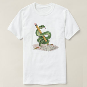 T-shirt Serpent de dessin animé enroulé autour d'un crayon