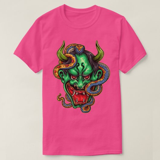 T-shirt Serpent démon japonais Oni Hannya (Design devant)