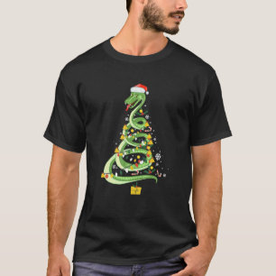 T-shirt Serpent Noël Arbre mignonne Santa Chapeau Lights N