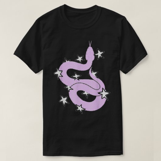 T-shirt Serpent rose avec étoiles Design (Design devant)