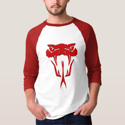 T-shirt Serpent Rouge Fierce Face 3/4 Manches Raglan T-Shi (Devant)