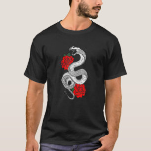 T-shirt Serpent Serpent Roses Rouge Roses esthétique Grun