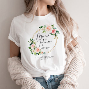 T-shirt Serre Florale Blush Maid D'Honneur Personnalisée