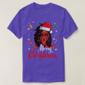 T-shirt Serrer les cheveux Black Woman Joyeux Noël Santa H (Design devant)