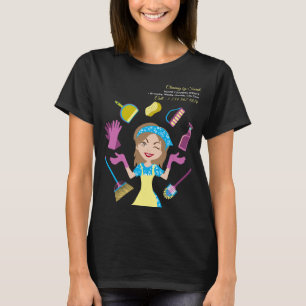 T-shirt Service de nettoyage de maison bleu jaune Entretie