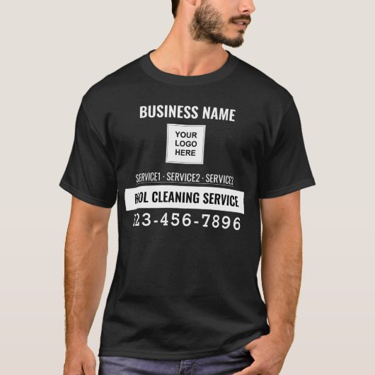 T-shirt Service de nettoyage de pool Code QR Logo travail (Devant)