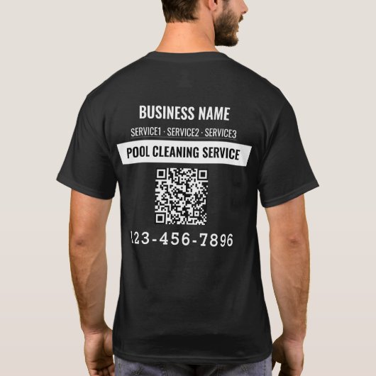 T-shirt Service de nettoyage de pool Code QR Logo travail  (Dos)
