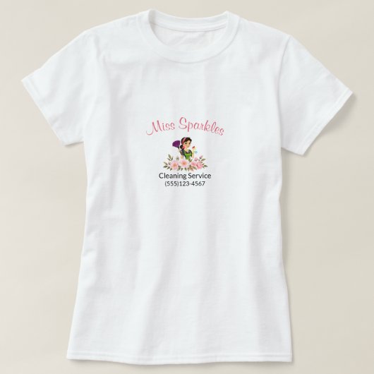 T-shirt Service de nettoyage des maisons domestiques Flora (Design devant)