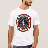 T-shirt Service d'incendie AJOUTER LE NOM Pompier Insigne  (Devant)