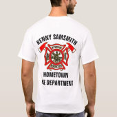 T-shirt Service D'Incendie Insigne Or Et Rouge Avec Axes D (Dos)