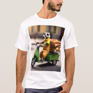 T-shirt Service Rapide : Une suricate livre une pizza en T