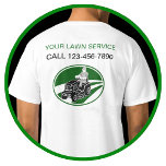 T-shirt Service simple de pelouse<br><div class="desc">Une chemise de travail pour l'industrie du service de pelouse avec un emblème de tondeuse de cavalier lignes de texte que vous pouvez remplacer par votre nom d'entreprise et numéro de contact ou toute autre information que vous voulez afficher. Conçu pour un service de tonte de pelouse ou de Landscaping....</div>