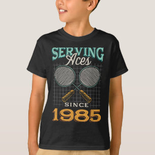 T-shirt Serving Aces depuis 1985 Badminton Lover 40th Birt