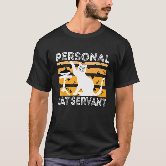 T-shirt Serviteur de chat personnel Chat 2 (Devant)