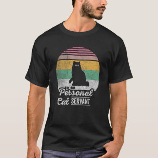 T-shirt Serviteur de chat personnel Vintage Noir Ca Retro 
