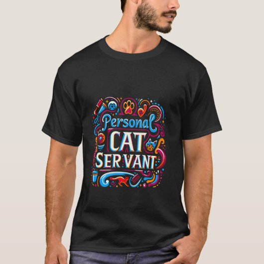 T-shirt Serviteur personnel de chat ---- (Devant)