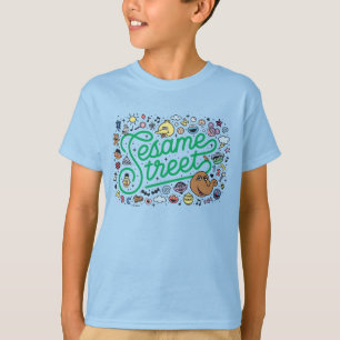 T-shirt Sésame Sésame   Sesame Street Green Doodle Script