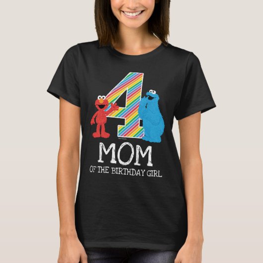 T-shirt Sesame Street Rainbow 4e anniversaire | Maman T-sh (Devant)