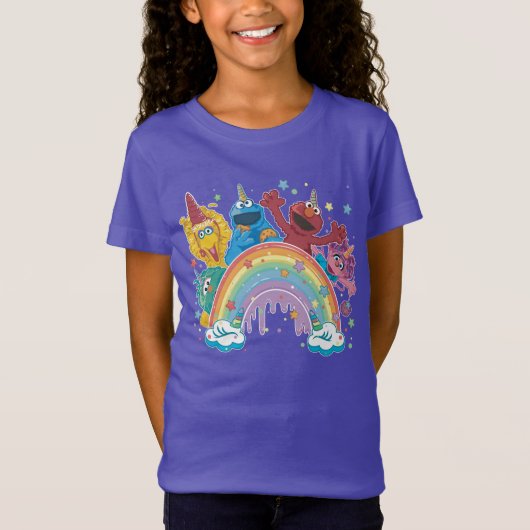T-Shirt Sesame Street Unicorn Arc-en-ciel (Devant)