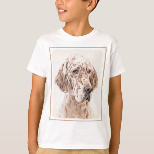 T-shirt Setter Anglais Orange Belton Peinture Art Chien