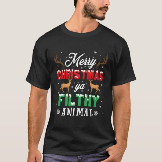 T-shirt Seul Amusant À La Maison Films Joyeux Noël Tu Peux (Devant)