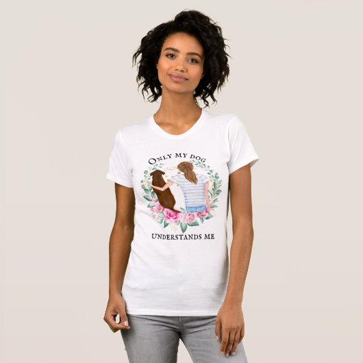 T-shirt Seul mon chien me comprend brune Labrador (Devant entier)