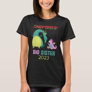 T-shirt Seule Enfant Grande Soeur 2023 Filles Dragon