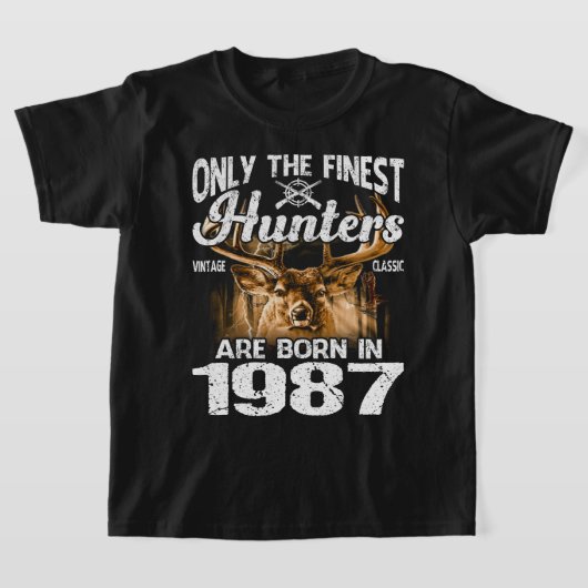T-shirt Seuls Les Plus Beaux Chasseurs Sont Nés En 1987 Ch (Poser)