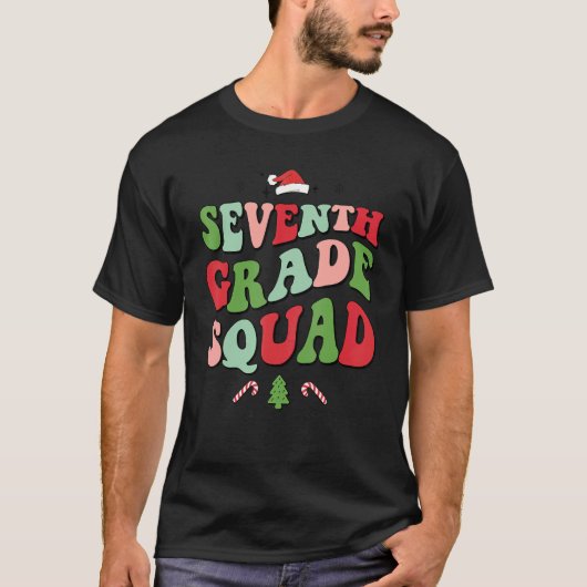 T-shirt Seventh Grade Squad Xmas Groovy Family Christmas P (Devant)