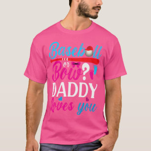 T-shirt Sexe Révéler Baseball Ou Bow Papa Vous Aime Bébé