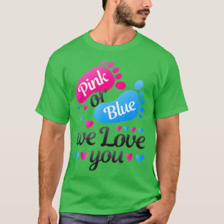 T-shirt Sexe Révéler rose ou bleu Nous vous aimons blanc