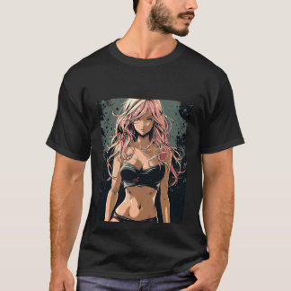 T-shirt Sexy Anime Girl in Black Bikini