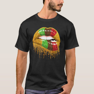T-shirt Sexy Lips Black Woman Afro Girl African Flag Junet