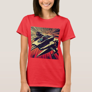 T-shirt SF - Anime Starfighter Woodcut 1