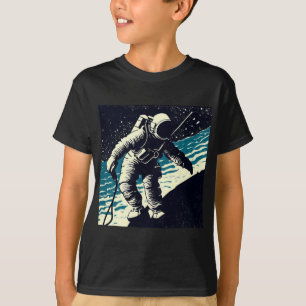 T-shirt SF - Astronaut sur Spacewalk Woodcut 2