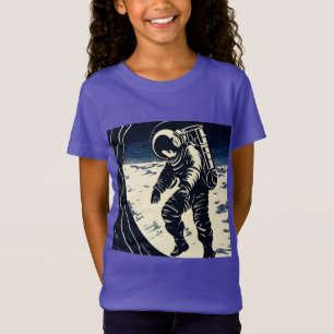 T-Shirt SF - Astronaut sur Spacewalk Woodcut 3