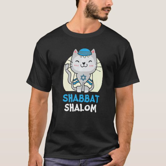 T-shirt Shabbat Shalom Chat Saint Jour Judaïsme Yom Kippou (Devant)