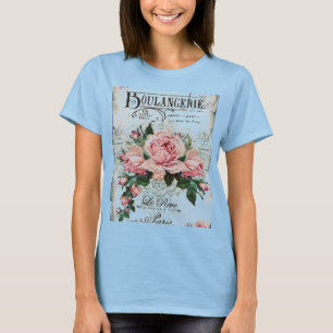 T-shirt shabby chic, découpage, victorien, français chic