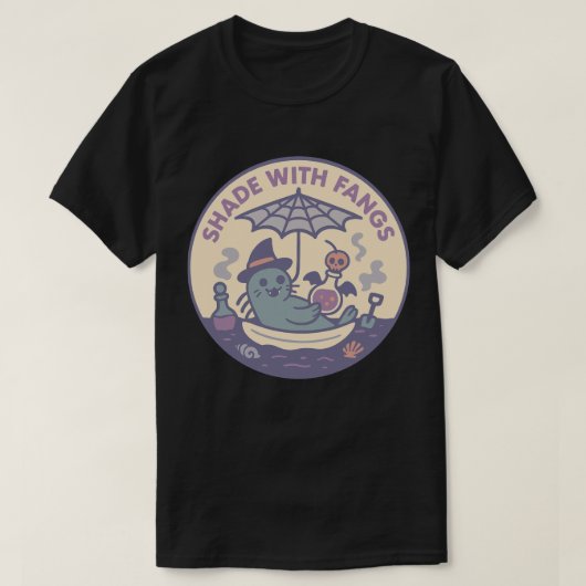 T-shirt Shade With Fangs Spooky Seal (Design devant)
