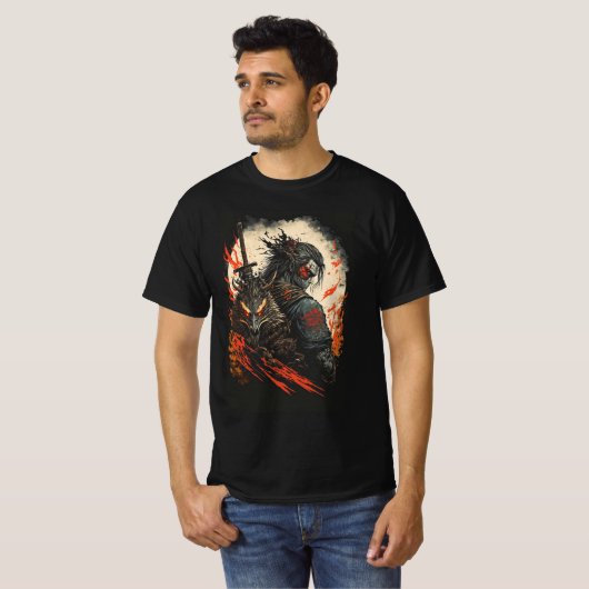 T-shirt Shadow Samurai - Guerrier de la flamme (Devant entier)